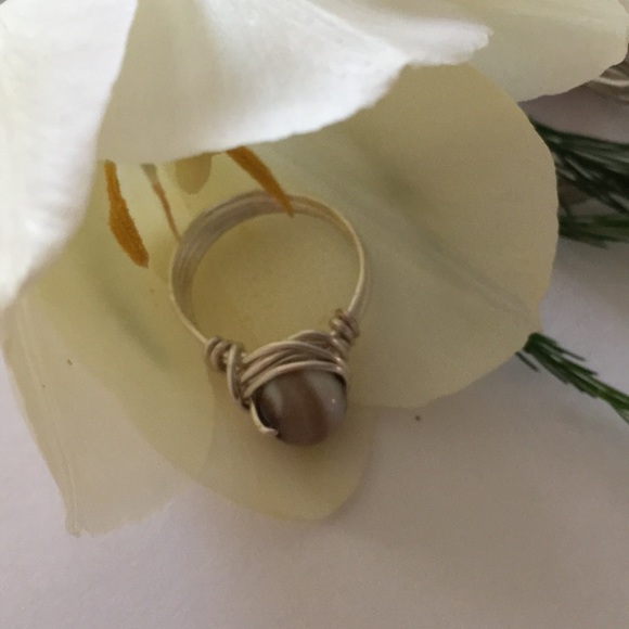 Agate bead wire wrapped ring. - Picture 6 of 6